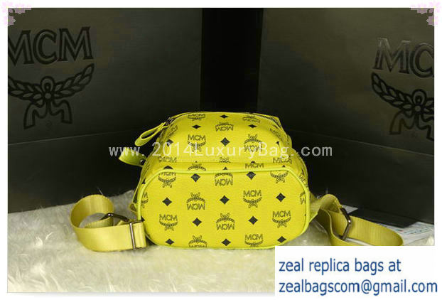 High Quality Replica MCM Stark Backpack Medium in Calf Leather 8003 Lemon - Click Image to Close